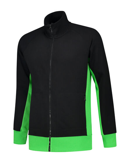 L&S Sweater Cardigan Workwear | Black/Lime | S