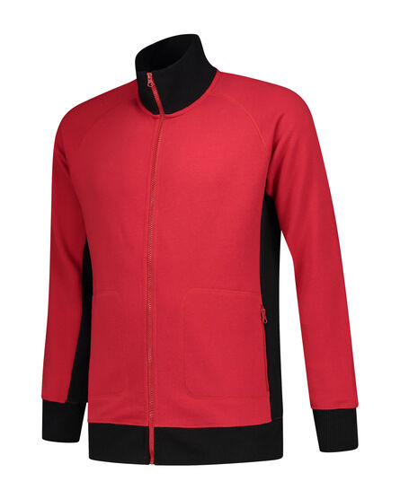 L&S Sweater Cardigan Workwear | Red/BK | S