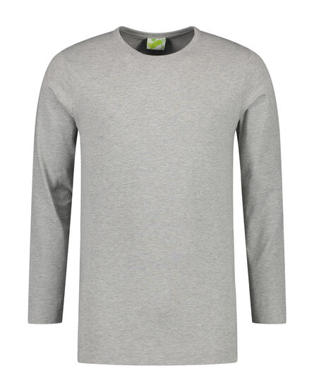 L&S T-shirt Crewneck cot/elast LS for him | Grey Heather | S