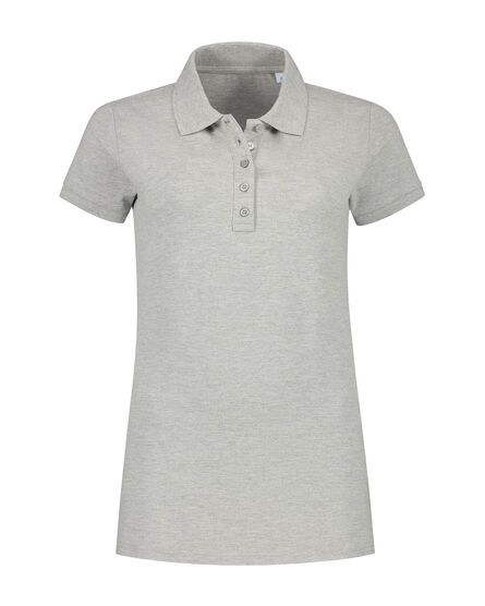 L&S Polo Basic Cot/Elast SS for her | Grey Heather | S