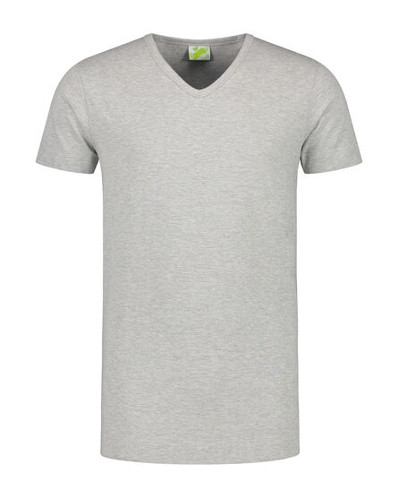 L&S T-shirt V-neck cot/elast SS for him | Grey Heather | S