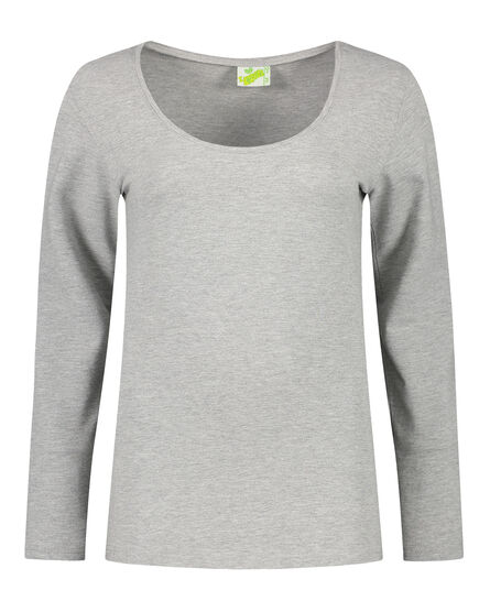 L&S T-shirt Crewneck cot/elast LS for her | Grey Heather | S