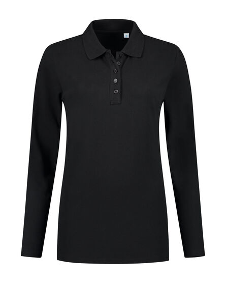 L&S Polo Basic Cot/Elast LS for her | Black | S
