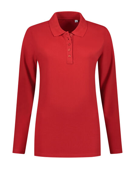 L&S Polo Basic Cot/Elast LS for her | Red | S