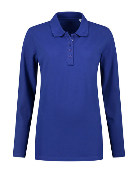 L&S Polo Basic Cot/Elast LS for her | Royal Blue | S