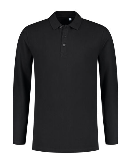 L&S Polo Basic Cot/Elast LS for him | Black | S