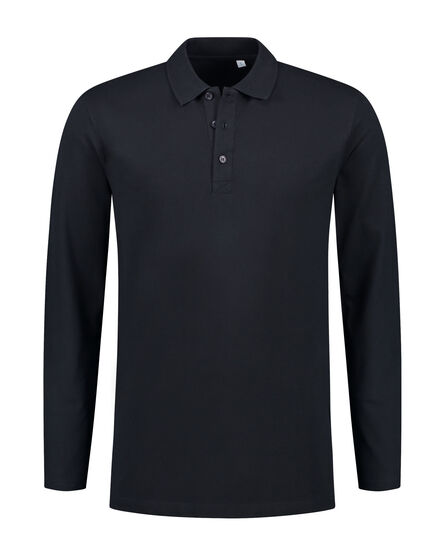 L&S Polo Basic Cot/Elast LS for him | Dark Navy | S