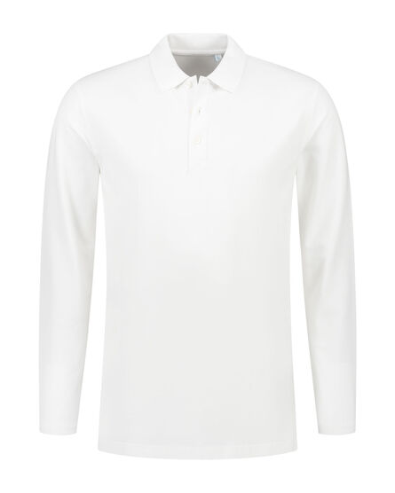 L&S Polo Basic Cot/Elast LS for him | White | S