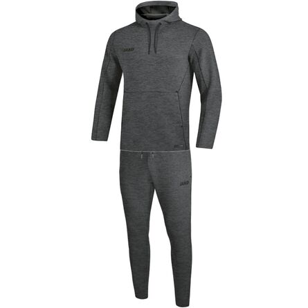 JAKO Joggingpak met sweaterkap Premium Basics | Antraciet Gemeleerd | 34