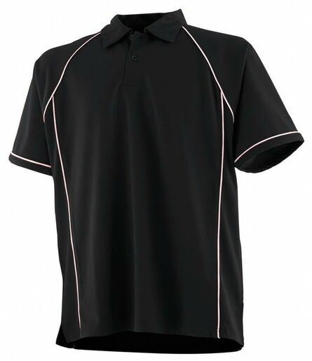 Finden and Hales Performance Piped Polo Shirt, Black/White, L, Finden + Hales