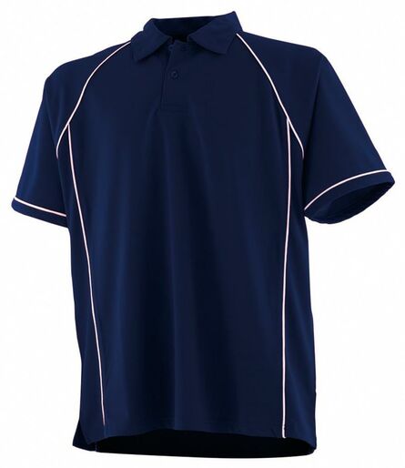 Finden and Hales Performance Piped Polo Shirt, Navy/White, L, Finden + Hales