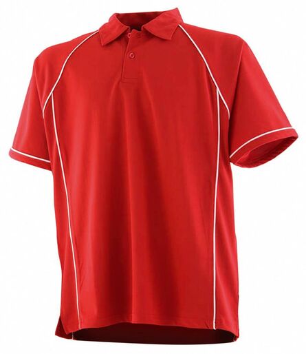 Finden and Hales Performance Piped Polo Shirt, Red/White, L, Finden + Hales