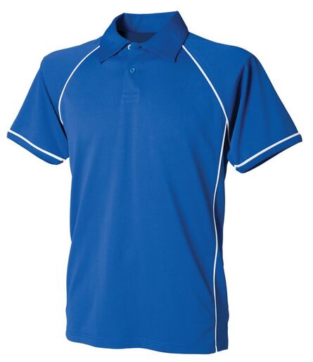 Finden and Hales Performance Piped Polo Shirt, Royal Blue/White, L, Finden + Hales