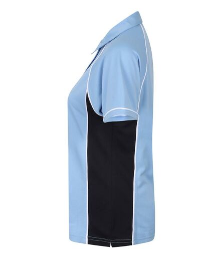 Finden and Hales Ladies Performance Piped Polo Shirt, Sky Blue/Navy/White, L, Finden + Hales