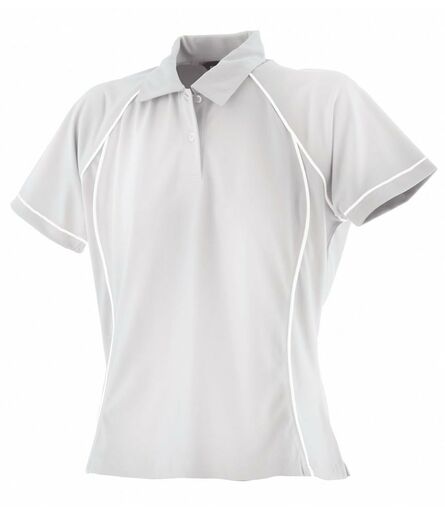 Finden and Hales Ladies Performance Piped Polo Shirt, White/White, L, Finden + Hales