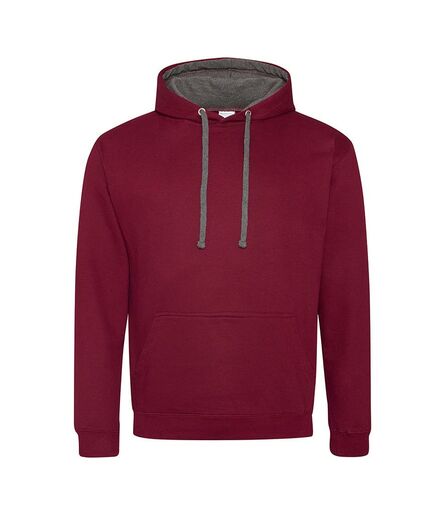 AWDis Varsity Hoodie, Burgundy/Charcoal, L, Just Hoods