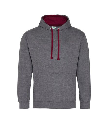AWDis Varsity Hoodie, Charcoal/Burgundy, L, Just Hoods