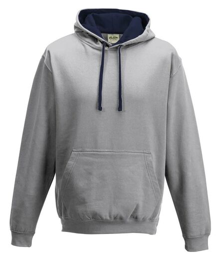 AWDis Varsity Hoodie, Heather Grey/New French Navy, L, Just Hoods