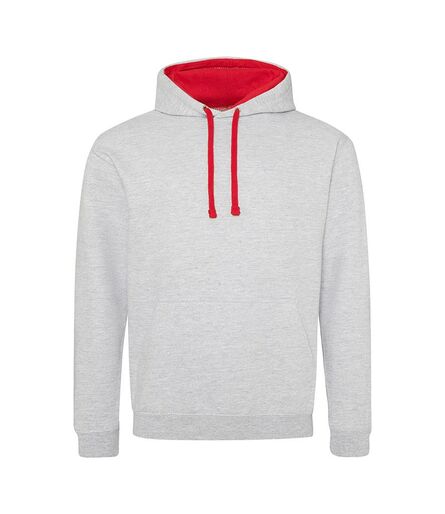 AWDis Varsity Hoodie, Heather Grey/Fire Red, L, Just Hoods