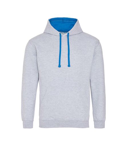 AWDis Varsity Hoodie, Heather Grey/Sapphire Blue, L, Just Hoods