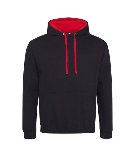 AWDis Varsity Hoodie, Jet Black/Fire Red, L, Just Hoods