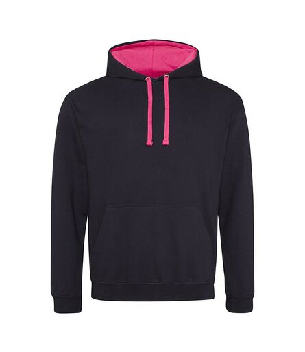 AWDis Varsity Hoodie, Jet Black/Hot Pink, L, Just Hoods