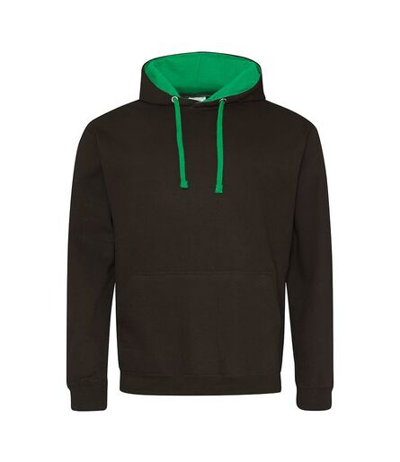 AWDis Varsity Hoodie, Jet Black/Kelly Green, L, Just Hoods
