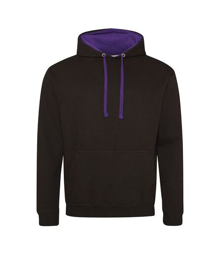 AWDis Varsity Hoodie, Jet Black/Purple, L, Just Hoods