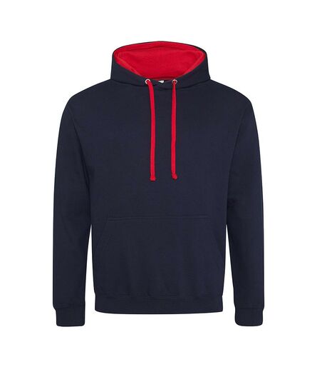 AWDis Varsity Hoodie, New French Navy/Fire Red, L, Just Hoods
