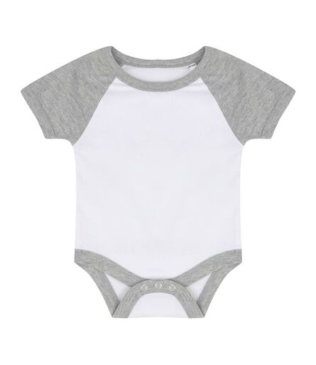 Essential Short Sleeve Baby Baseball Bodysuit, White/Heather Grey, 0-3, Larkwood