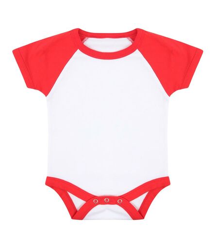 Essential Short Sleeve Baby Baseball Bodysuit, White/Red, 0-3, Larkwood