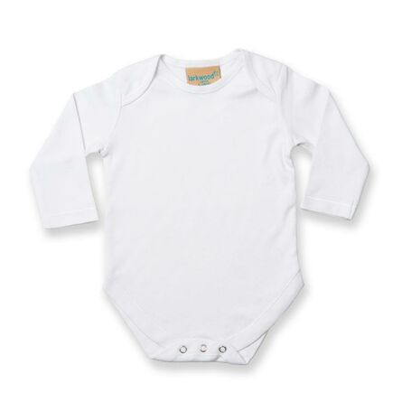 Long Sleeve Baby Bodysuit, White, 0-3, Larkwood