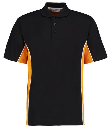 Track Poly/Cotton Piqué Polo Shirt, Black/Gold, 3XL, Kustom Kit