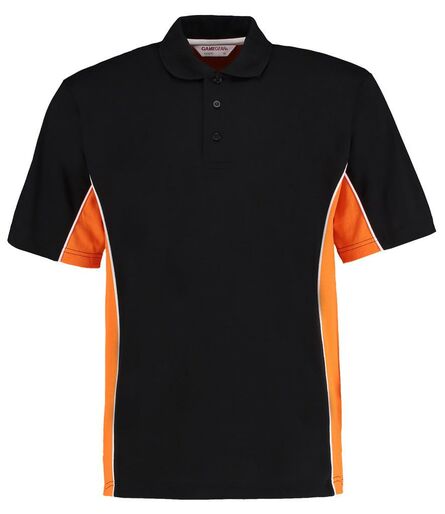 Track Poly/Cotton Piqué Polo Shirt, Black/Orange, 3XL, Kustom Kit