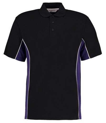 Track Poly/Cotton Piqué Polo Shirt, Black/Purple, 3XL, Kustom Kit