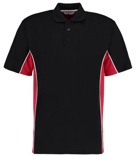 Track Poly/Cotton Piqué Polo Shirt, Black/Red, 3XL, Kustom Kit