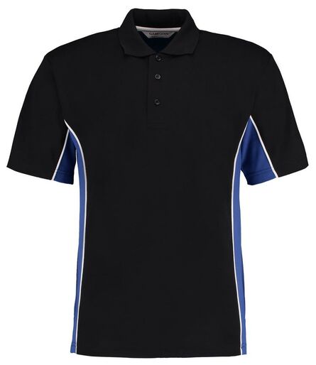 Track Poly/Cotton Piqué Polo Shirt, Black/Royal Blue, 3XL, Kustom Kit