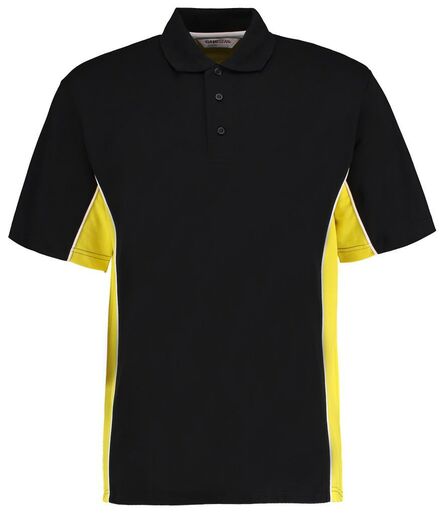 Track Poly/Cotton Piqué Polo Shirt, Black/Yellow, 3XL, Kustom Kit
