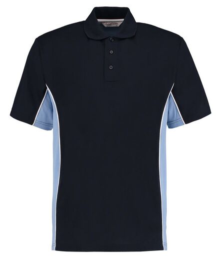 Track Poly/Cotton Piqué Polo Shirt, Navy/Light Blue, 3XL, Kustom Kit