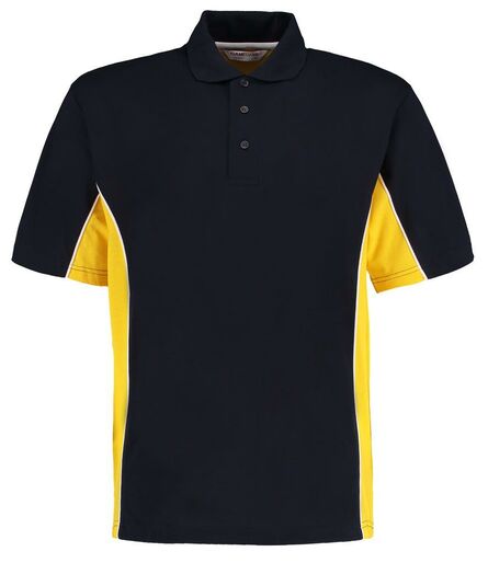 Track Poly/Cotton Piqué Polo Shirt, Navy/Mid Yellow, 3XL, Kustom Kit