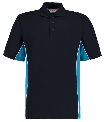Track Poly/Cotton Piqué Polo Shirt, Navy/Turquoise Blue, 3XL, Kustom Kit