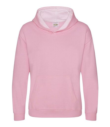 AWDis Kids Varsity Hoodie, Baby Pink/Arctic White, 12-13, Just Hoods