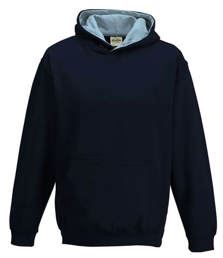 AWDis Kids Varsity Hoodie, New French Navy/Sky Blue, 12-13, Just Hoods