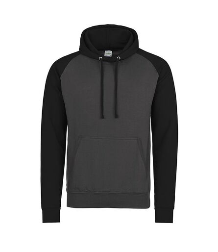 AWDis Baseball Hoodie, Charcoal/Jet Black, L, Just Hoods