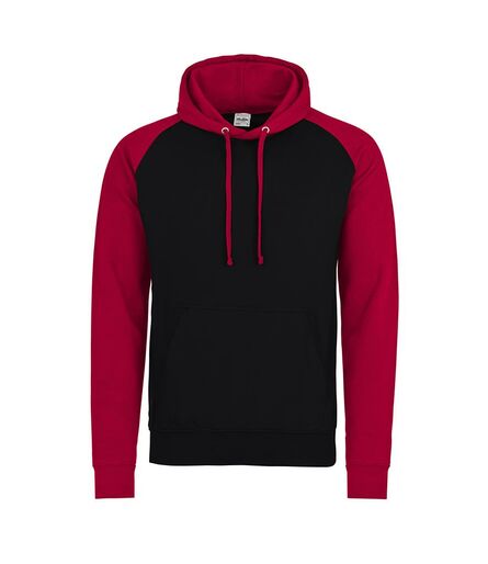 AWDis Baseball Hoodie, Jet Black/Fire Red, L, Just Hoods