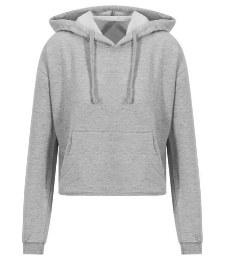 AWDis Ladies Cropped Hoodie, Heather Grey, L, Just Hoods