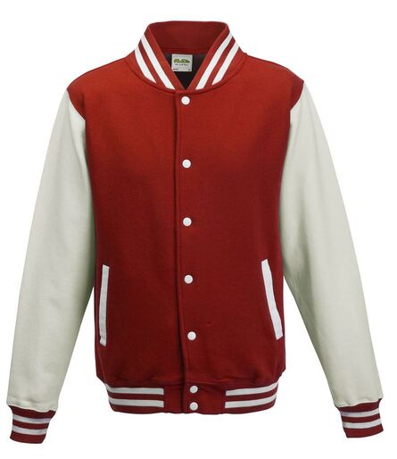AWDis Varsity Jacket, Fire Red/White, L, Just Hoods