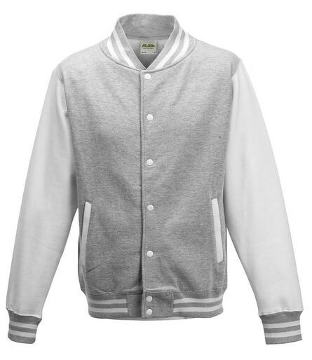 AWDis Varsity Jacket, Heather Grey/White, L, Just Hoods