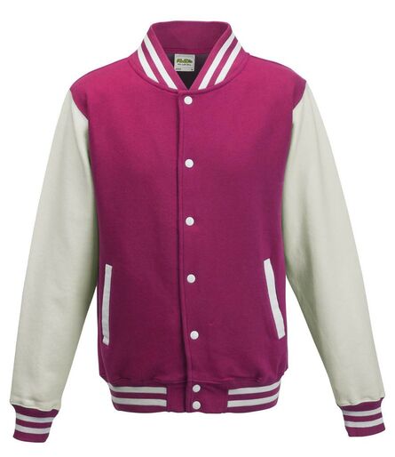 AWDis Varsity Jacket, Hot Pink/White, L, Just Hoods