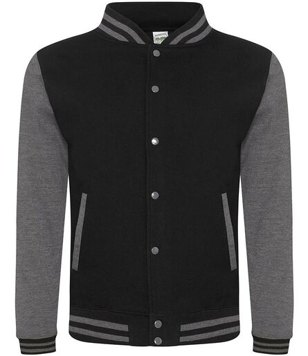 AWDis Varsity Jacket, Jet Black/Charcoal, L, Just Hoods